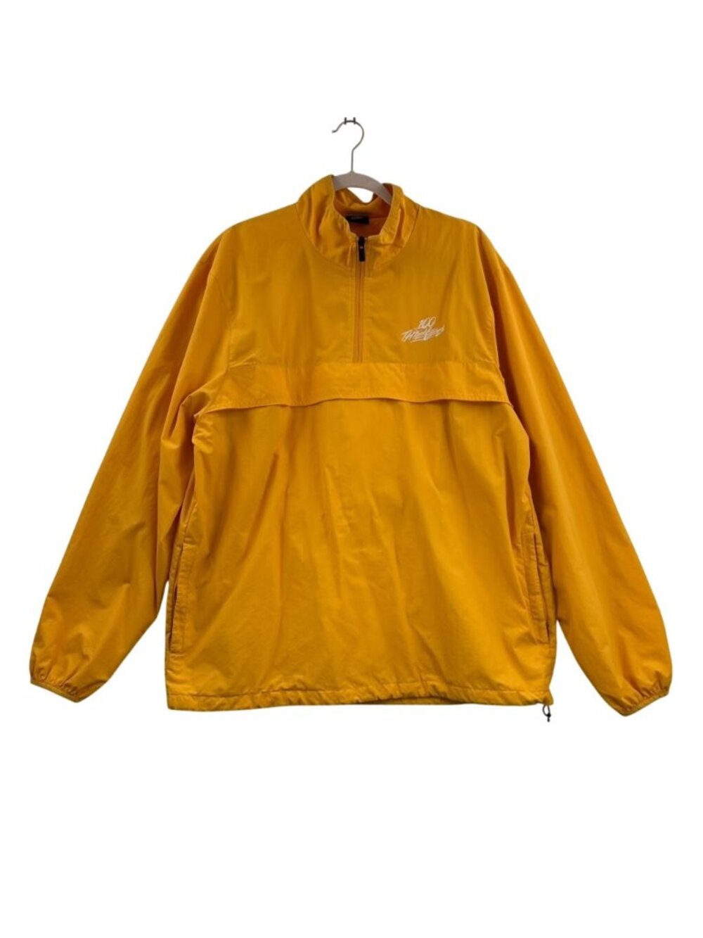 100 Thieves Jacket Men's Large Yellow Country Club Golf Windbreaker 1/4 Zip
